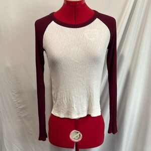 Garage Burgundy and White Long Sleeve T Shirt XS246
